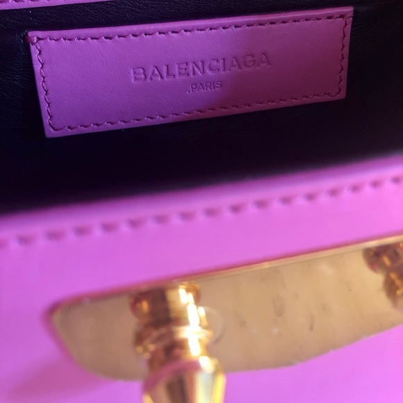 ✨SOLD✨Auth BALENCIAGA Calf Leather Baby Pink Mini Square Crossbody Bag - Picture 7 of 12